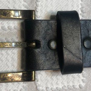 Leather belt, eagle imprint design, color dark brown, EUC, fits waistband 34-36"